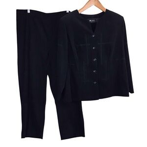 Sag Harbor Dress Woman‎ Petite Classic Black Pantsuit 20WP Pant Set